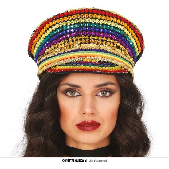 Comprar Gorra Policia Multicolor Con Pedreria, Adulto