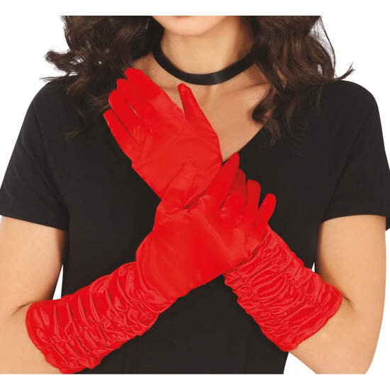 GUANTES ARRUGADOS ROJO 40 CMS. GUIRCA
