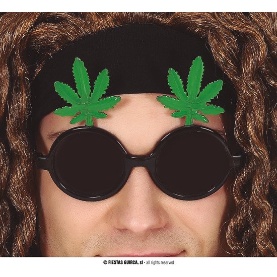 GAFAS NEGRAS CON HOJAS DE MARIHUANA GUIRCA