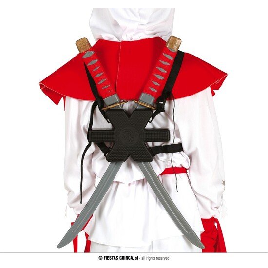 2 ESPADAS SAMURAI DE 53 CMS PARA LA ESPALDA GUIRCA
