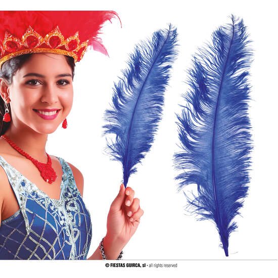 BOLSA 12 PLUMA AVESTRUZ AZUL GIGANTE 50 CMS. GUIRCA