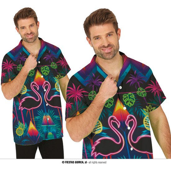 CAMISA FLAMENCOS NEON, ADULTO, 48 - 50 (M) GUIRCA