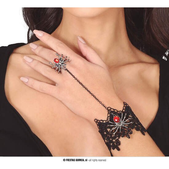 PULSERA BORDADA Y ANILLO ARAÑA GUIRCA