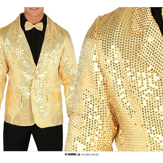 CHAQUETA LENTEJUELAS ORO, ADULTO, 48 - 50 (M) GUIRCA