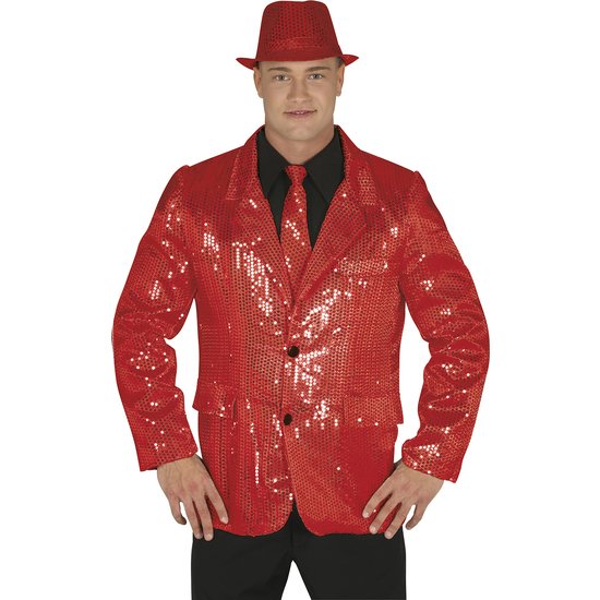 CHAQUETA LENTEJUELAS ROJA, ADULTO, 48 - 50 (M)