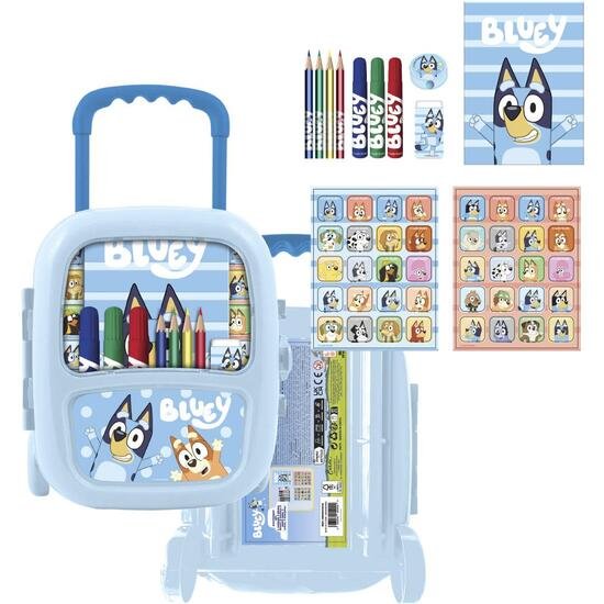 SET PAPELERÍA COLOREABLE TROLLEY BLUEY CERDA