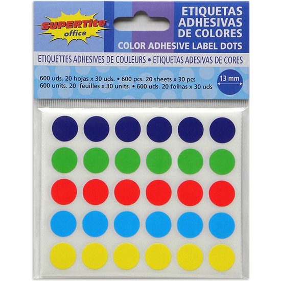 Comprar Etiquetas Adhesivas De Colores 13mm - 600uds