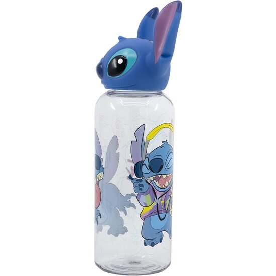 BOTELLA CON FIGURA 3D STITCH Y PALMAS 560 ML