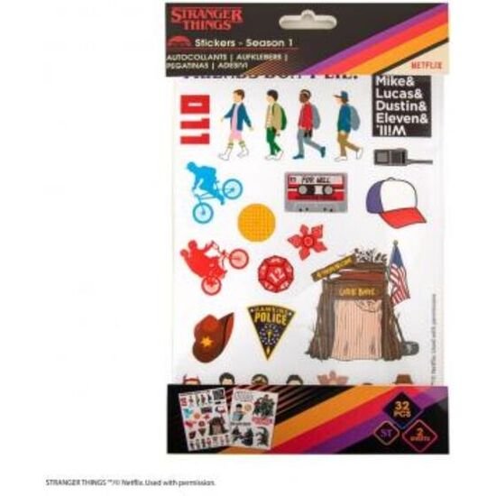 PEGATINAS STRANGER THINGS TEMPORADA 1. PVC Y PAPEL. 16.5 X 25 CINEREPLICAS