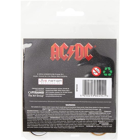 SET DE CHAPAS ( 5 UNIDADES) AC/DC 1X 3,8 CM/4 X 2,5CM