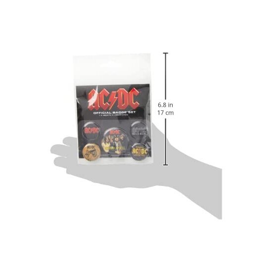 SET DE CHAPAS ( 5 UNIDADES) AC/DC 1X 3,8 CM/4 X 2,5CM