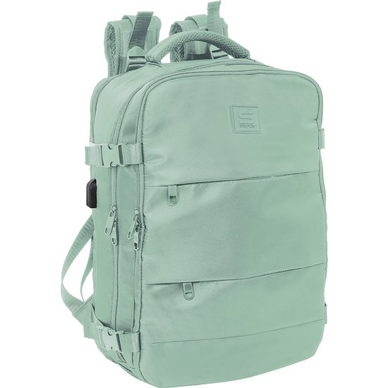 MOCHILA VIAJE CABINA PORTATIL 15,6 SAFTA  VERDE PASTEL SAFTA