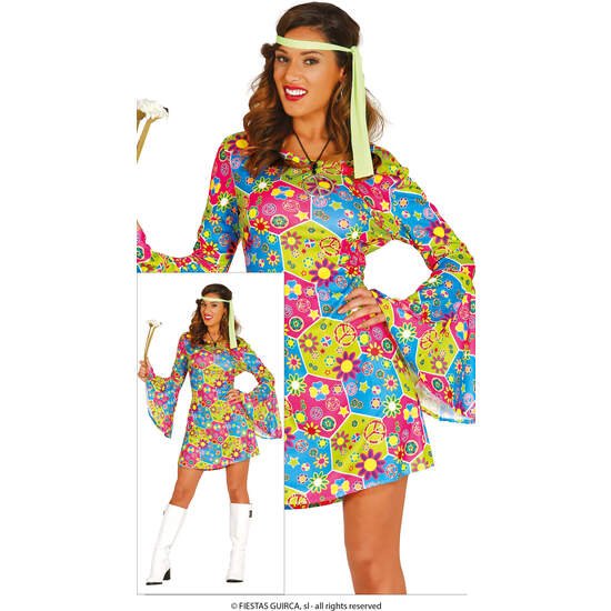 DISFRAZ HIPPIE CHIC FLOWER POWER GUIRCA
