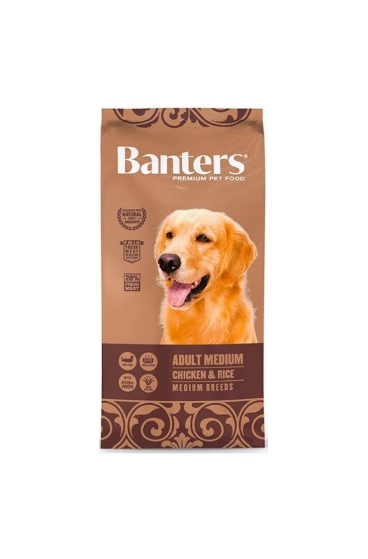 BANTERS DOG ADULT MEDIUM Chicken&Rice 3KG. Banters